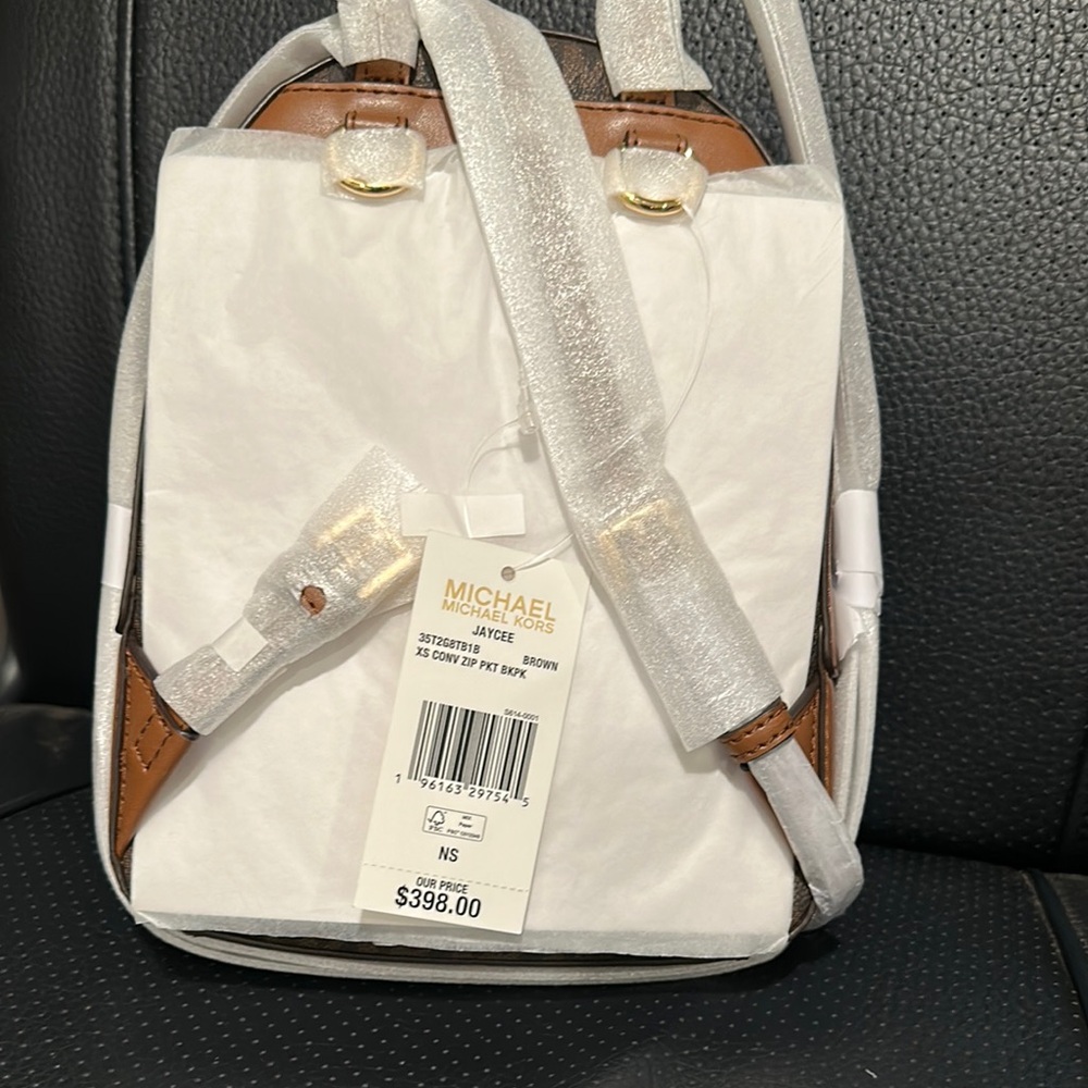 Michael Kors Brown Tan Backpack with Signature Monogram - Picture 5 of 8